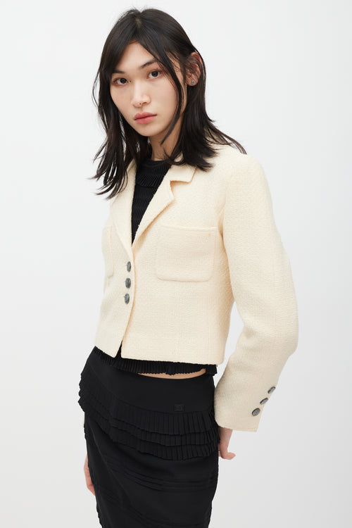Chanel Cream Wool & Silk Tweed Blazer