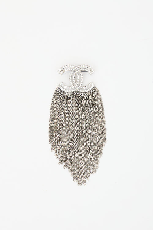 Chanel Crystal Chain CC Brooch