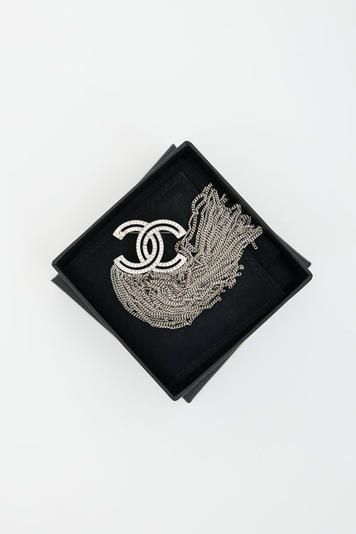 Chanel Crystal Chain CC Brooch