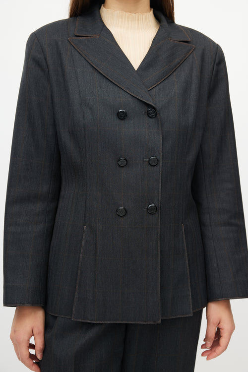 Chanel AW 1998 Grey & Orange Wool Plaid Suit