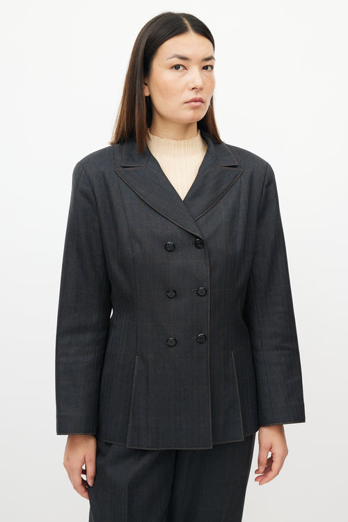 Chanel AW 1998 Grey & Orange Wool Plaid Suit
