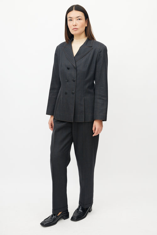 Chanel AW 1998 Grey & Orange Wool Plaid Suit