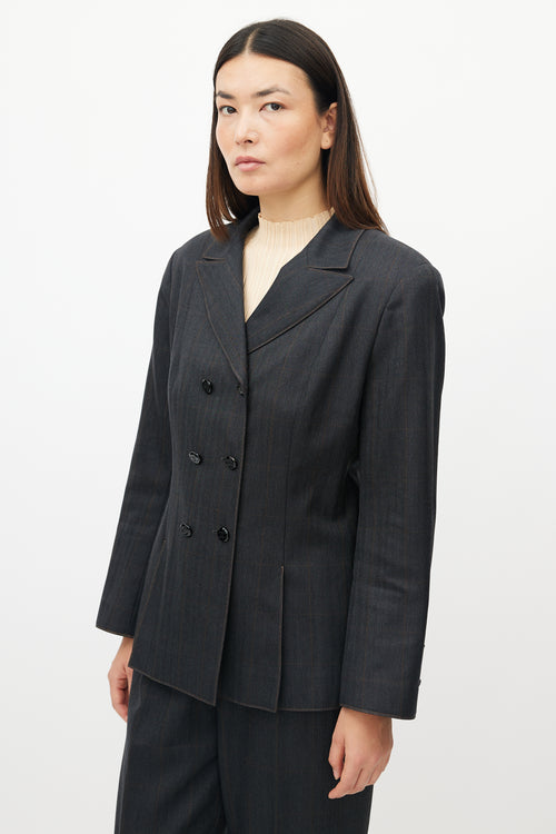 Chanel AW 1998 Grey & Orange Wool Plaid Suit