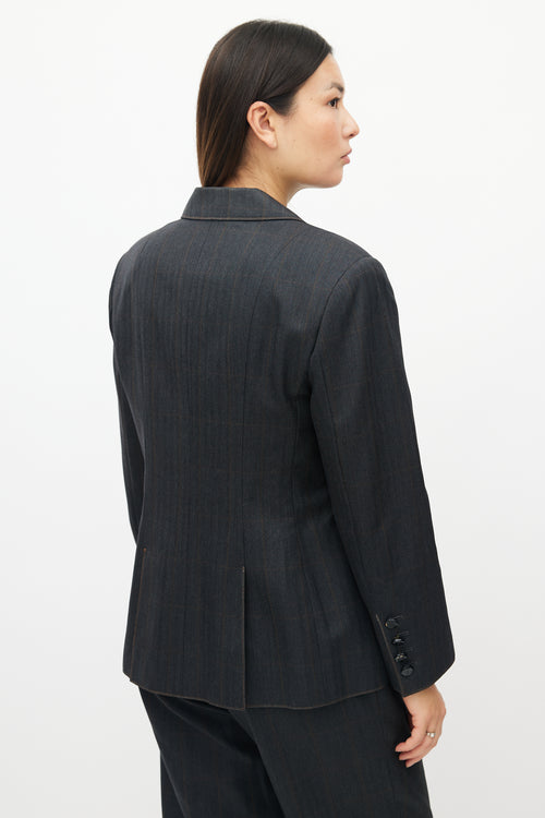 Chanel AW 1998 Grey & Orange Wool Plaid Suit