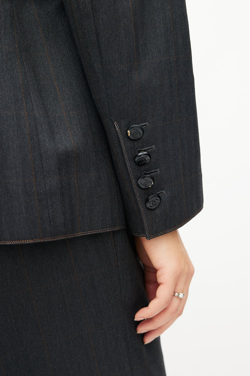 Chanel AW 1998 Grey & Orange Wool Plaid Suit