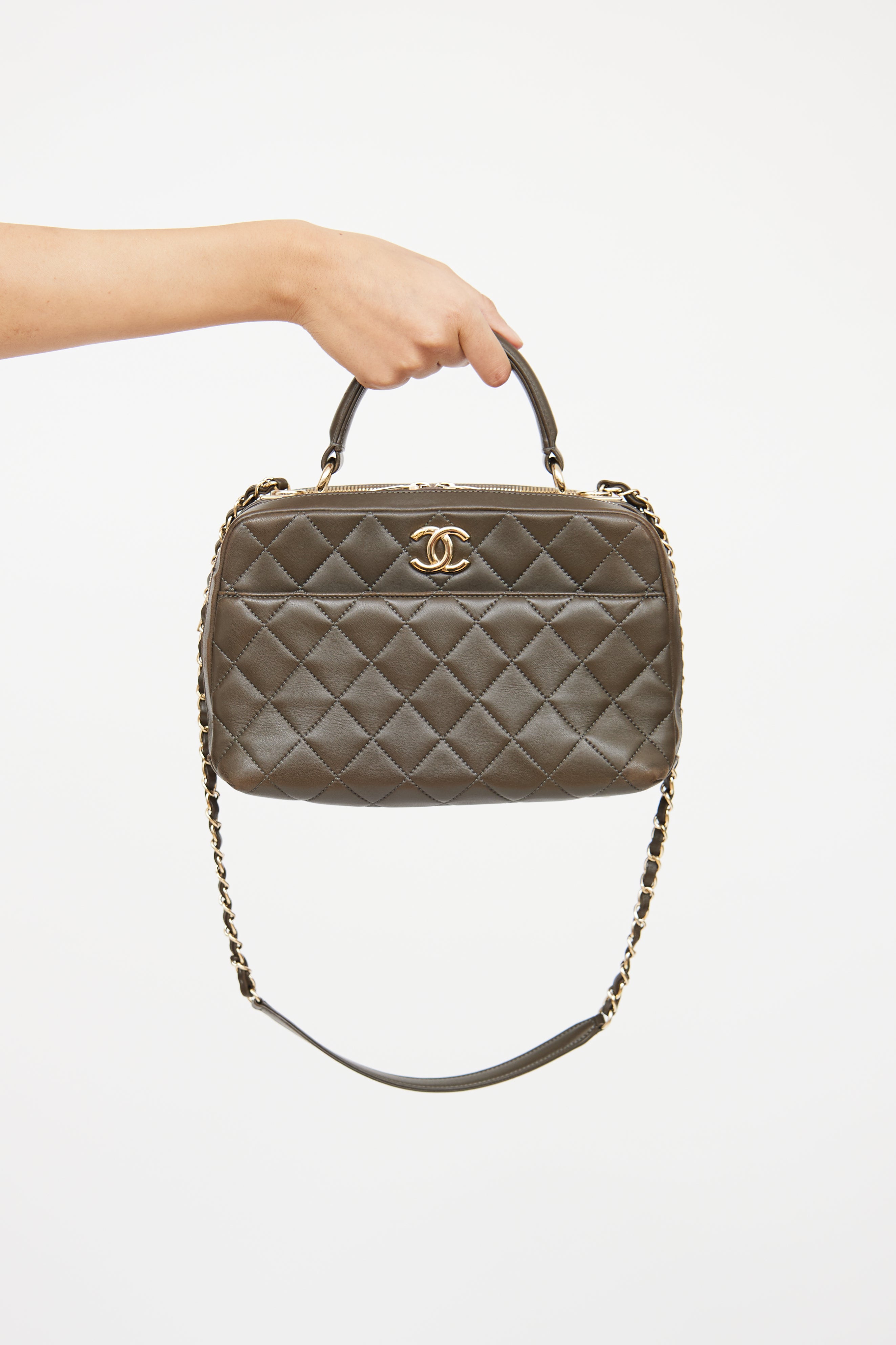 Chanel Dark Khaki Trendy CC Bowling Bag
