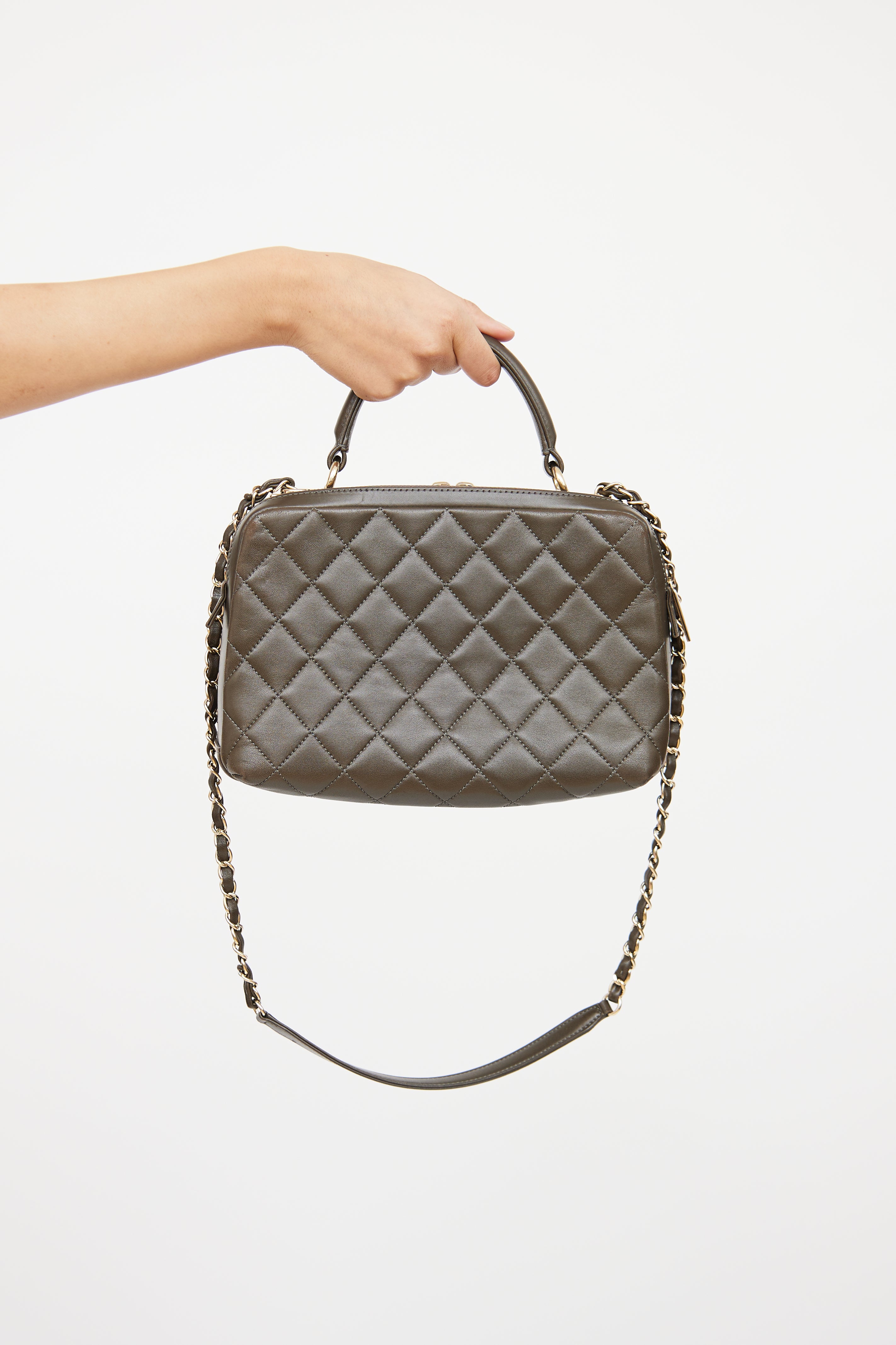 Chanel Dark Khaki Trendy CC Bowling Bag