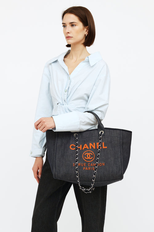 Chanel Denim & Orange Deauville Tote Bag