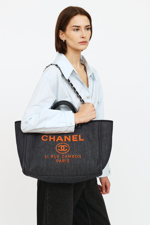 Chanel Denim & Orange Deauville Tote Bag