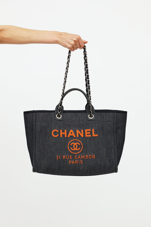 Chanel Denim & Orange Deauville Tote Bag