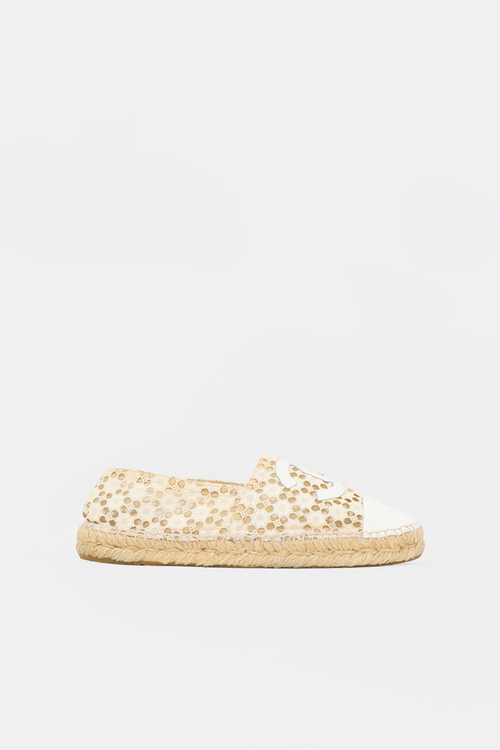 Chanel Eyelet CC Espadrille Flat