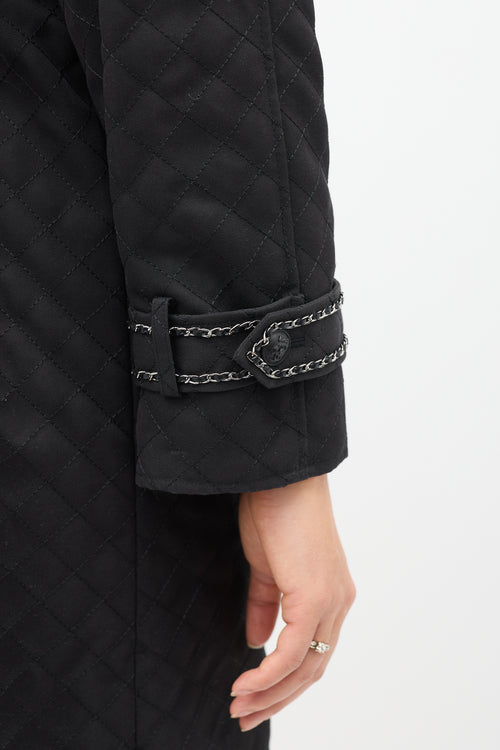 Chanel FW 2004 Black Quilted Stitch & Chain Trench Coat