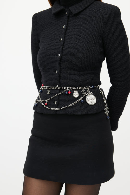 Chanel FW 2004 Gunmetal & Multicolour Chainlink Beaded Belt