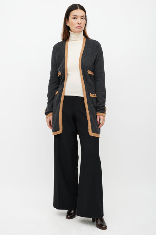 Chanel FW 2006 Grey & Brown Cashmere Belted Cardigan