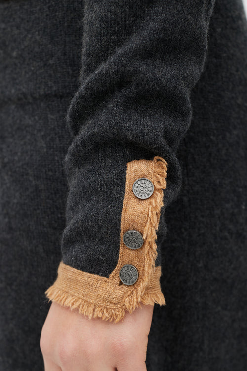 Chanel FW 2006 Grey & Brown Cashmere Belted Cardigan