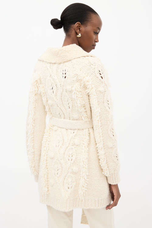 Chanel FW 2018 Cream Wool & Sherpa Cardigan