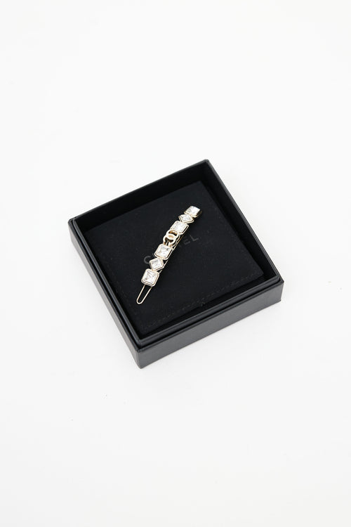 Chanel FW 2020 Gold & Crystal Embellished Hair Clip