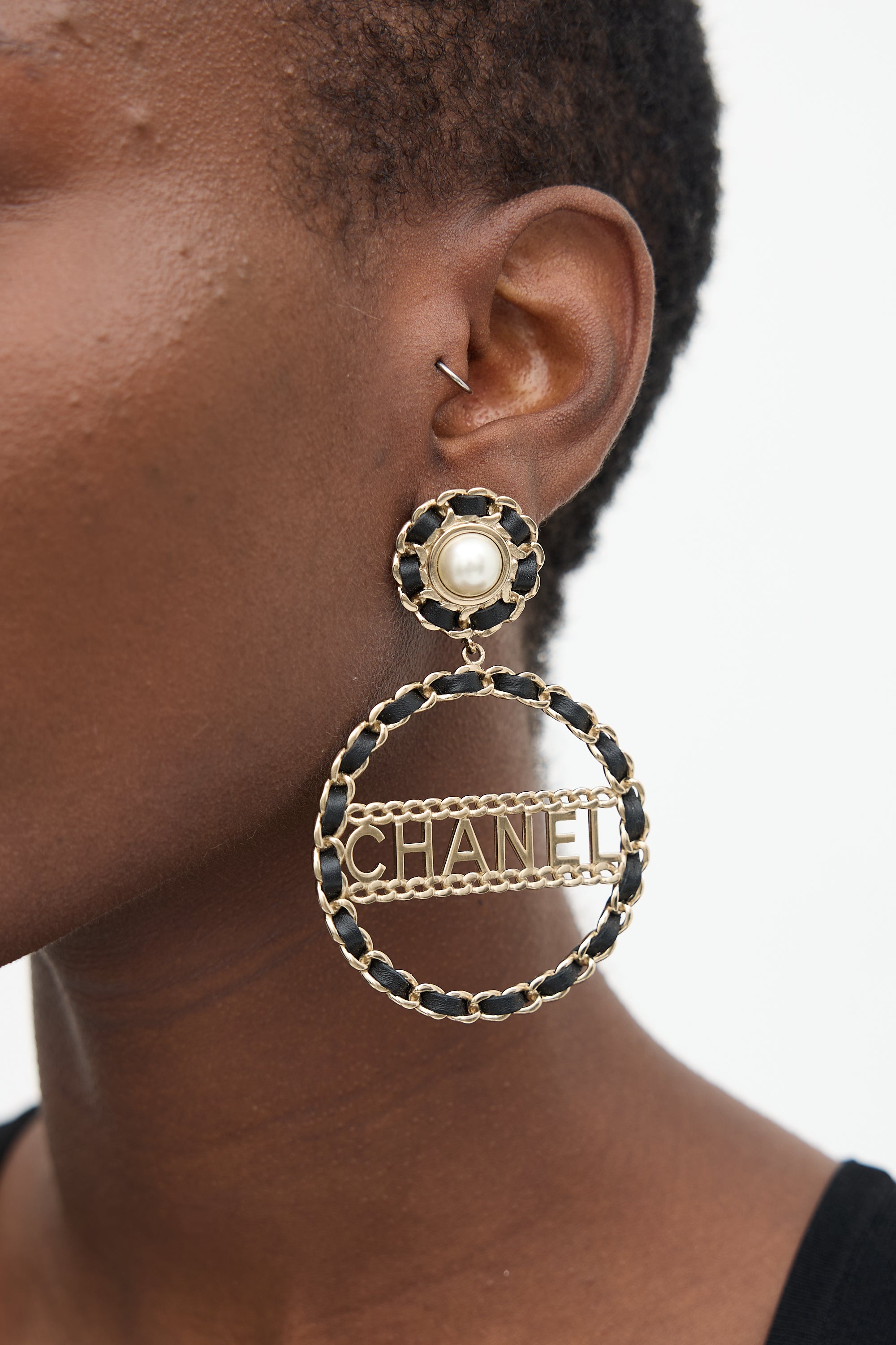 Chanel FW 2018 Braided Logo Earrings