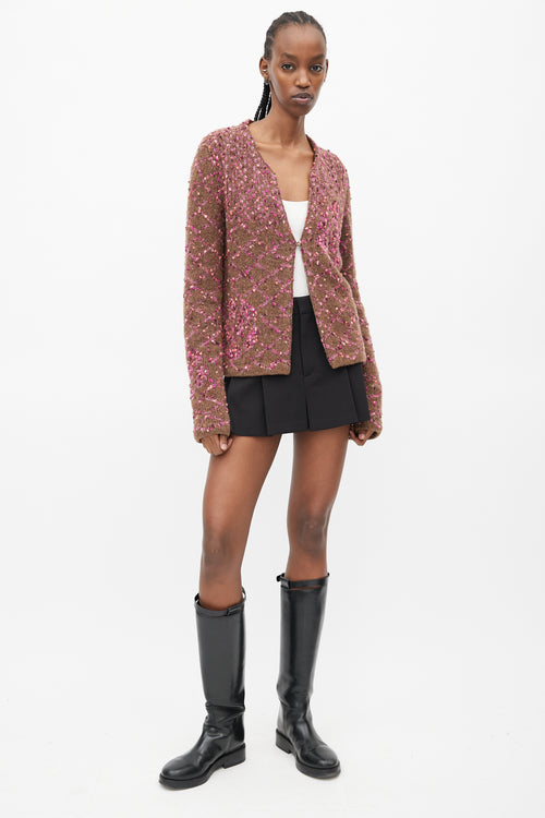 Chanel Fall 2001 Brown & Pink Cardigan