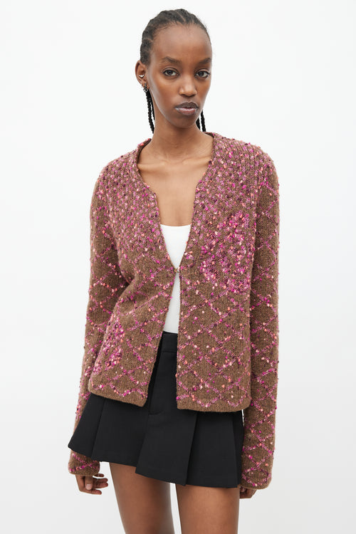 Chanel Fall 2001 Brown & Pink Cardigan