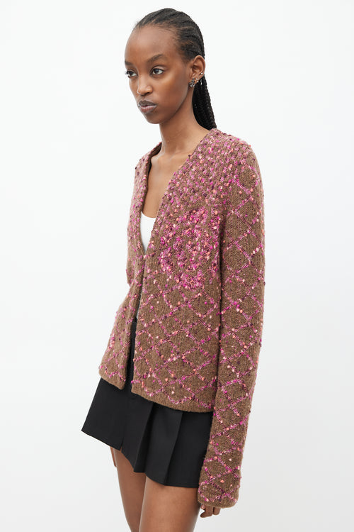 Chanel Fall 2001 Brown & Pink Cardigan