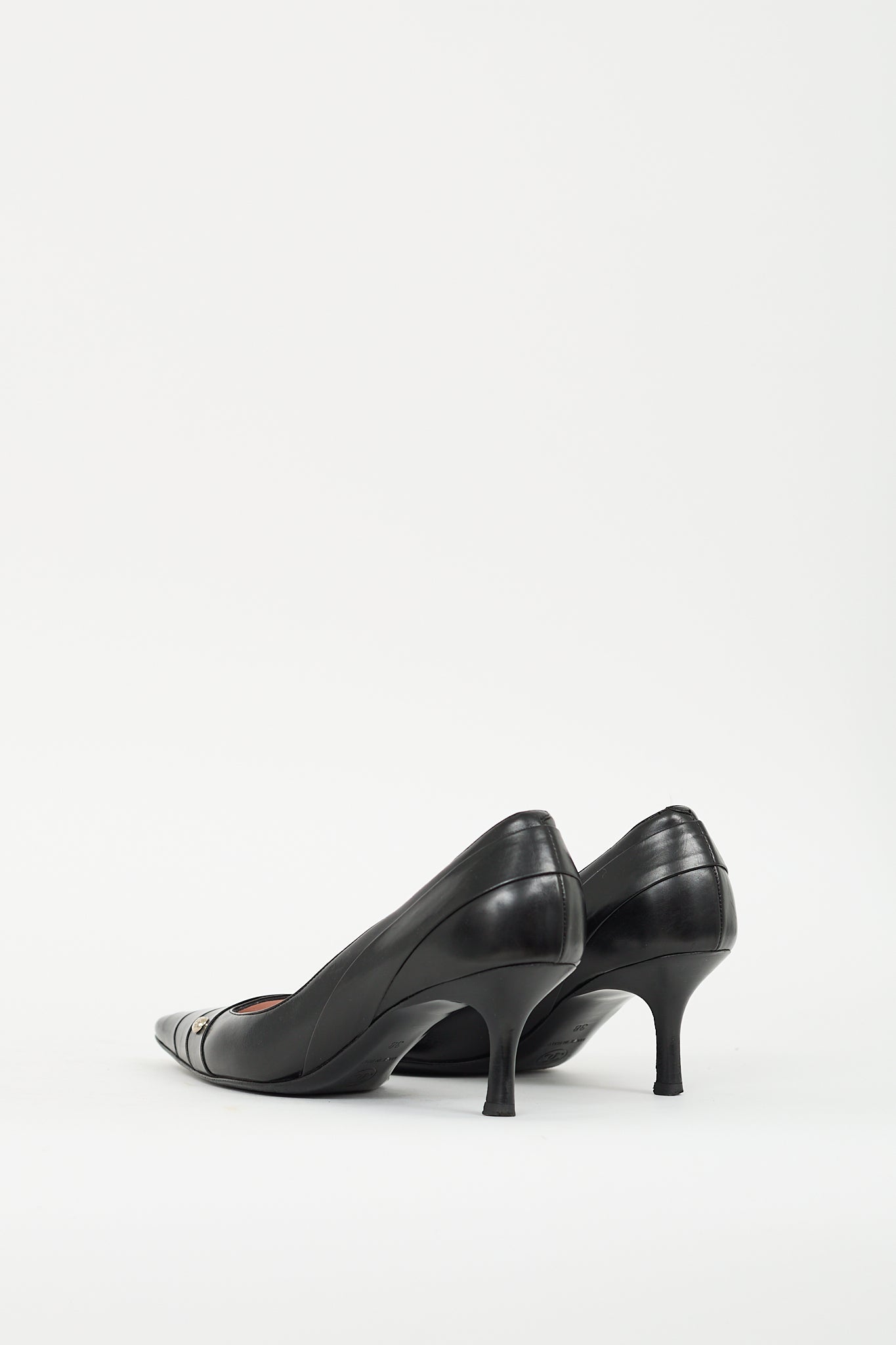 Chanel Fall 2004 Black Leather Wrapped Heel