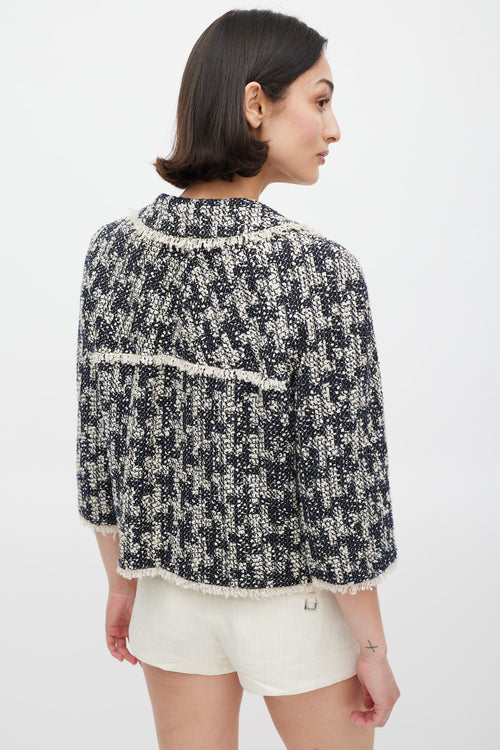 Chanel Fall 2005 Navy & Cream Tweed CC Blazer