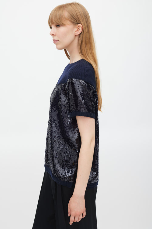 Chanel Fall 2008 Navy Cashmere & Sequin Top