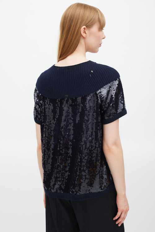 Chanel Fall 2008 Navy Cashmere & Sequin Top