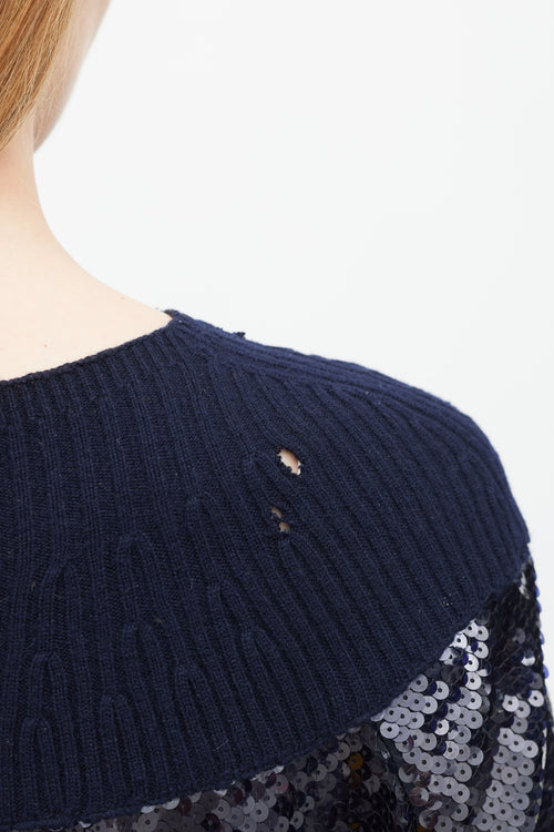 Chanel Fall 2008 Navy Cashmere & Sequin Top