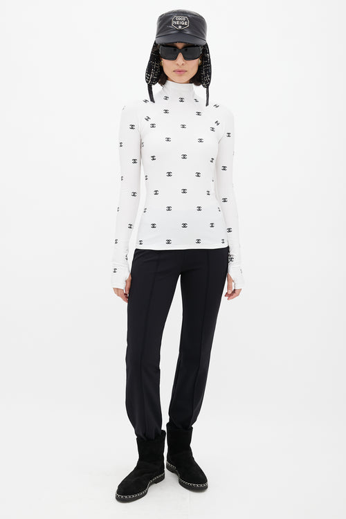 Chanel Fall 2021 White & Black CC Turtleneck Top