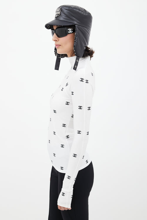 Chanel Fall 2021 White & Black CC Turtleneck Top