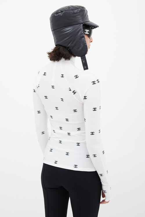 Chanel Fall 2021 White & Black CC Turtleneck Top