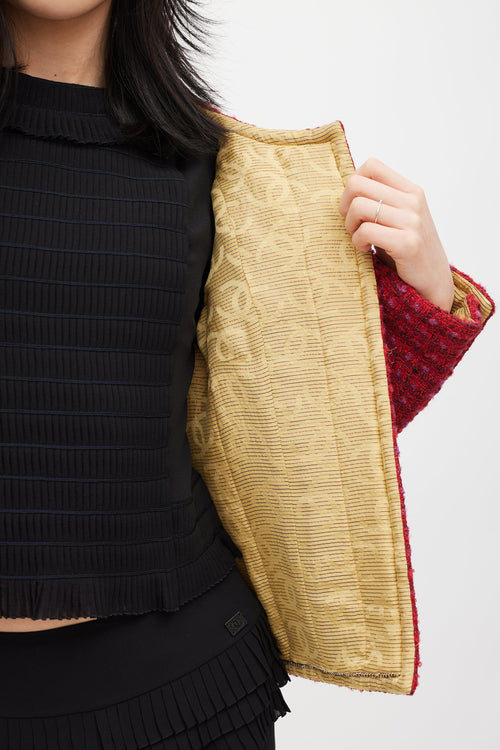 Chanel Fall 2023 Red Wool & Silk Tweed CC Blazer