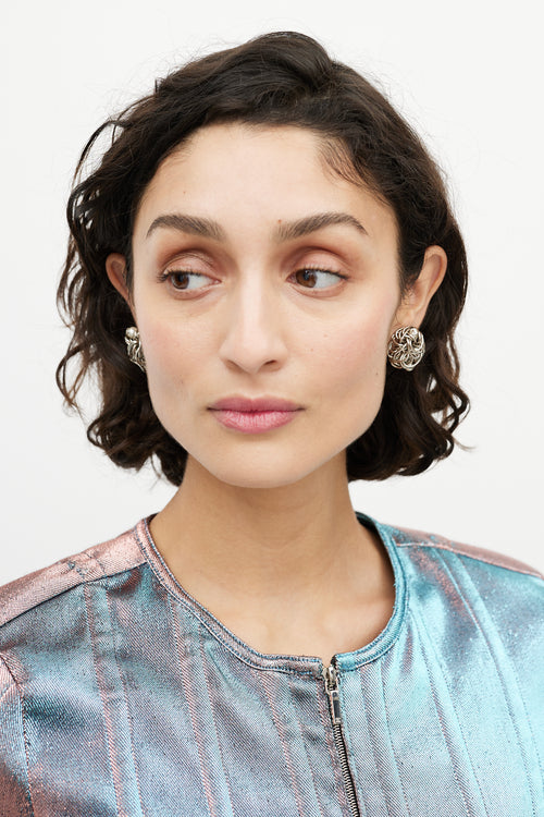 Chanel Fall 1997 Silver Wire & Pearl Clip On Earrings
