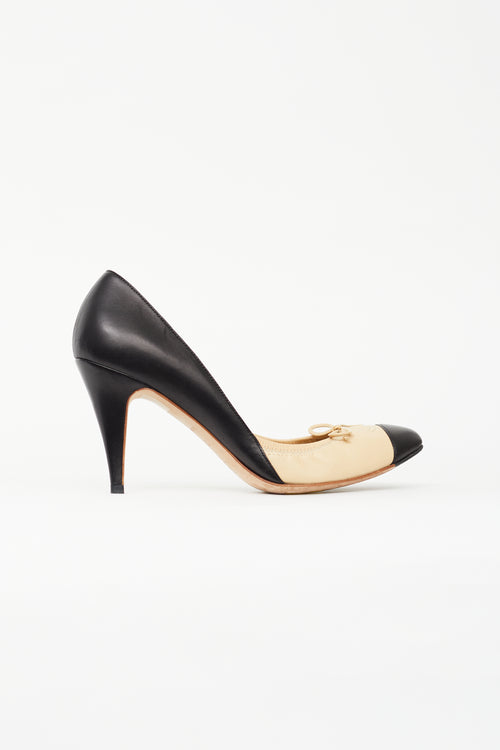Chanel Fall 2007 Black & Beige Bow Ballet Heel