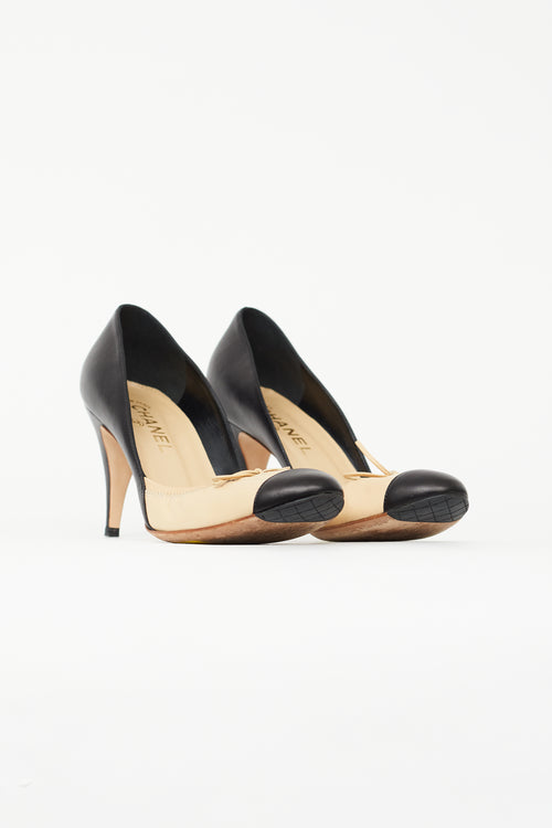 Chanel Fall 2007 Black & Beige Bow Ballet Heel