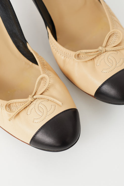 Chanel Fall 2007 Black & Beige Bow Ballet Heel