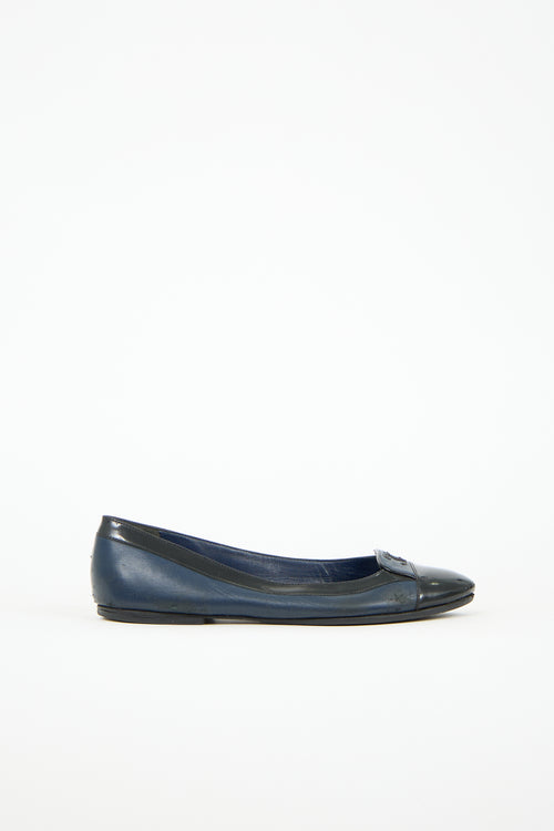 Chanel Patent Leather Cap Toe CC Flat