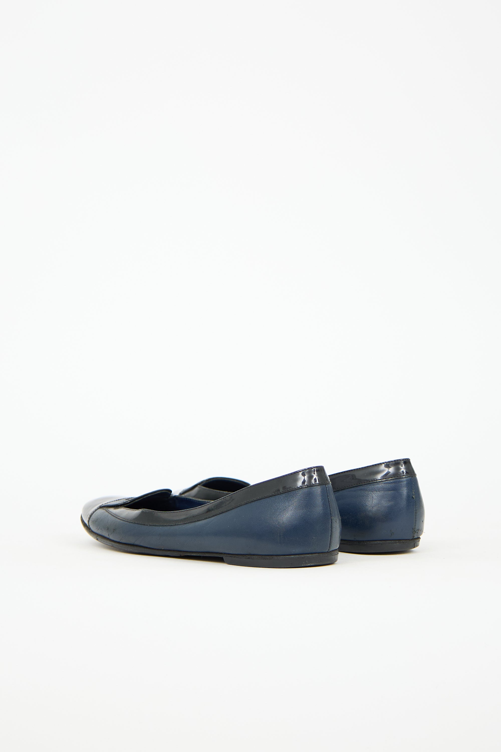 Chanel Patent Leather Cap Toe CC Flat