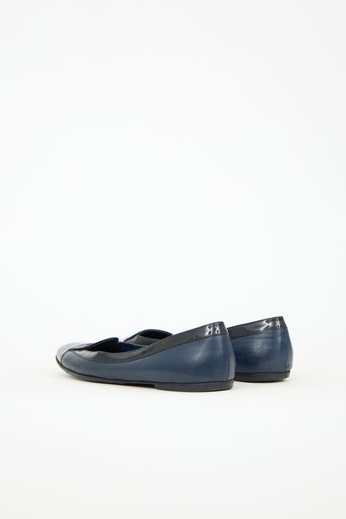 Chanel Patent Leather Cap Toe CC Flat