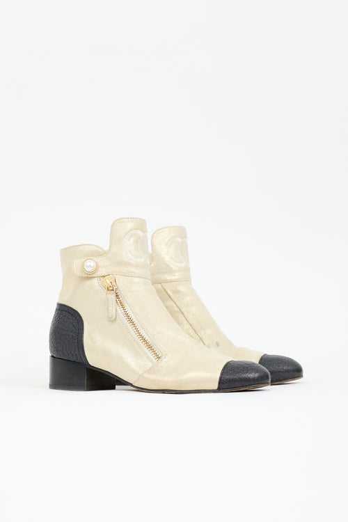Chanel Glitter Suede CC Ankle Boot