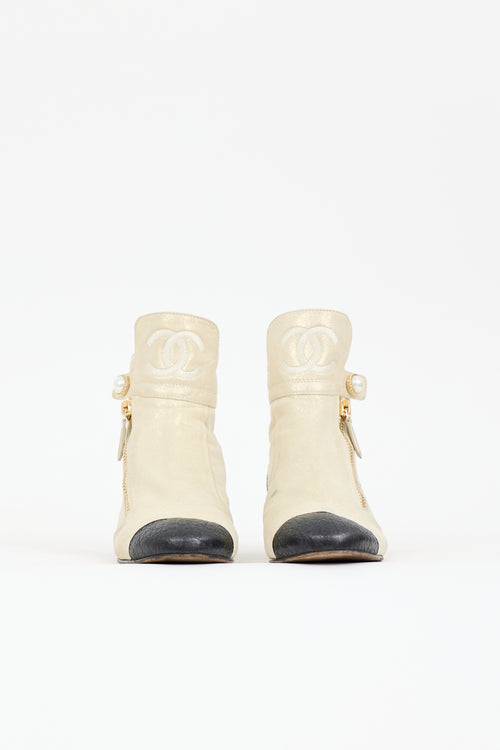 Chanel Glitter Suede CC Ankle Boot