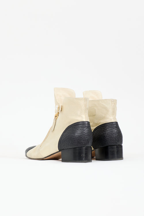 Chanel Glitter Suede CC Ankle Boot