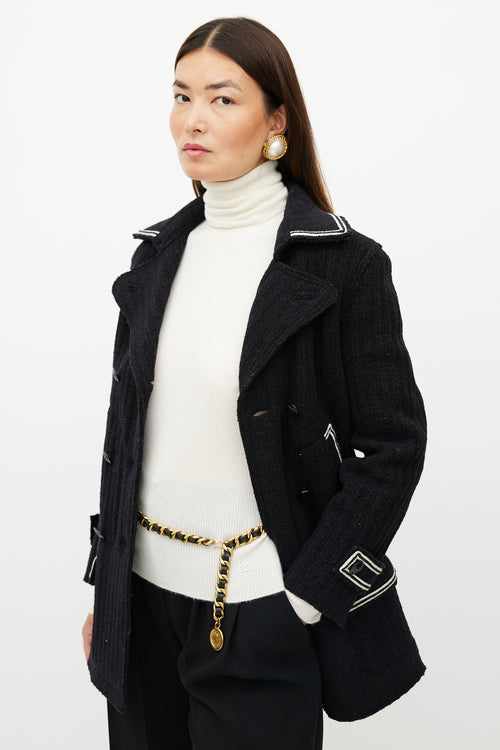 Chanel Gold & Black Leather Chainlink Charm Belt
