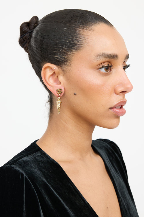 Chanel Mademoiselle Gold Drop Earrings