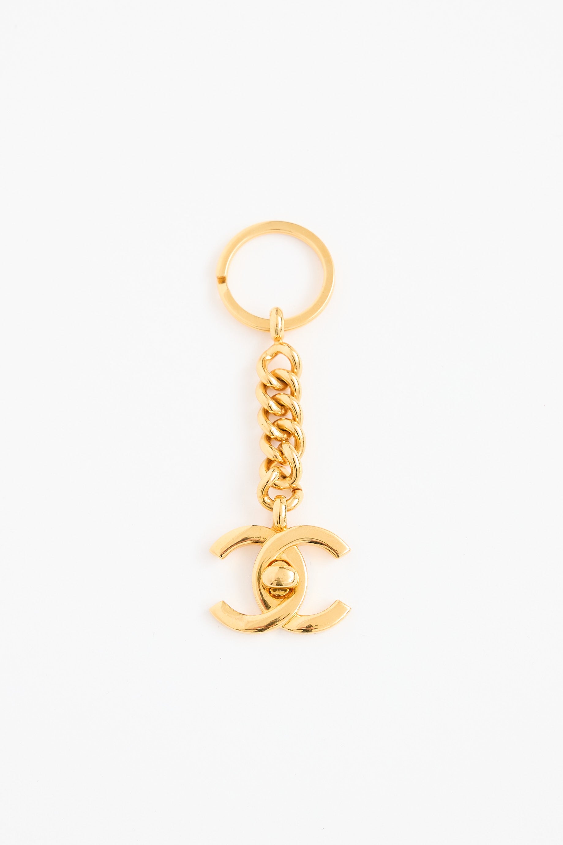 Chanel Gold Turnlock Keychain