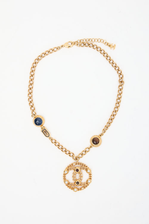 Chanel FW 2018 Gemstone CC Pendant Necklace