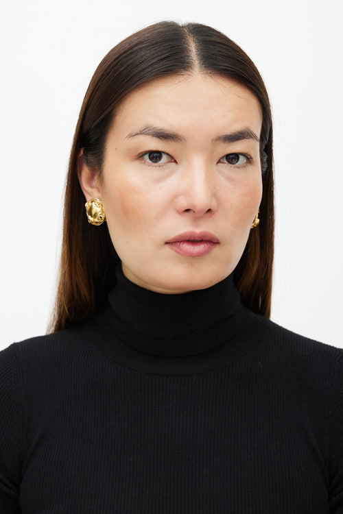 Chanel CC Oval Earrings