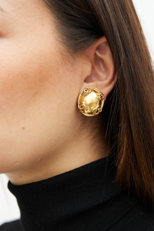 Chanel CC Oval Earrings